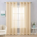 Miulee 2 Panels Solid Color Cream Sheer Curtains 96 Inches Long Elegant Grommet Window Voile Panels/Drapes/Treatment For Bedroom Living Room (54X96 Inch), Cream Beige