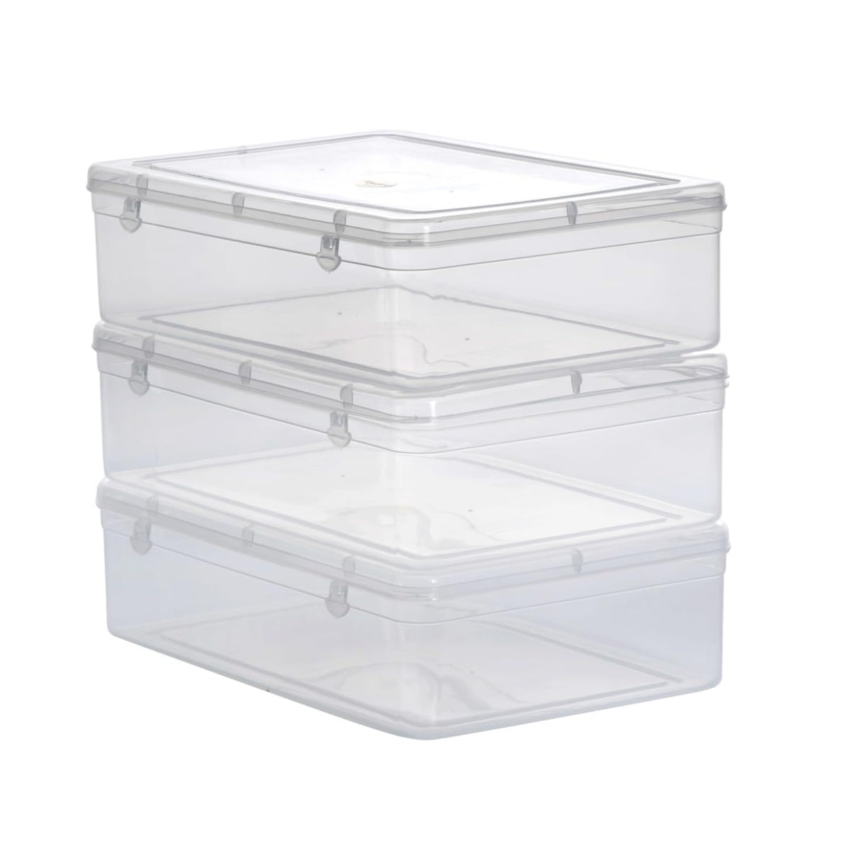 Chetan Plastic Storage Boxes, Transparent Containers, Large Boxes With Lock System for Jewellery 28x19x7 Cm  3750 ML  Pack of 