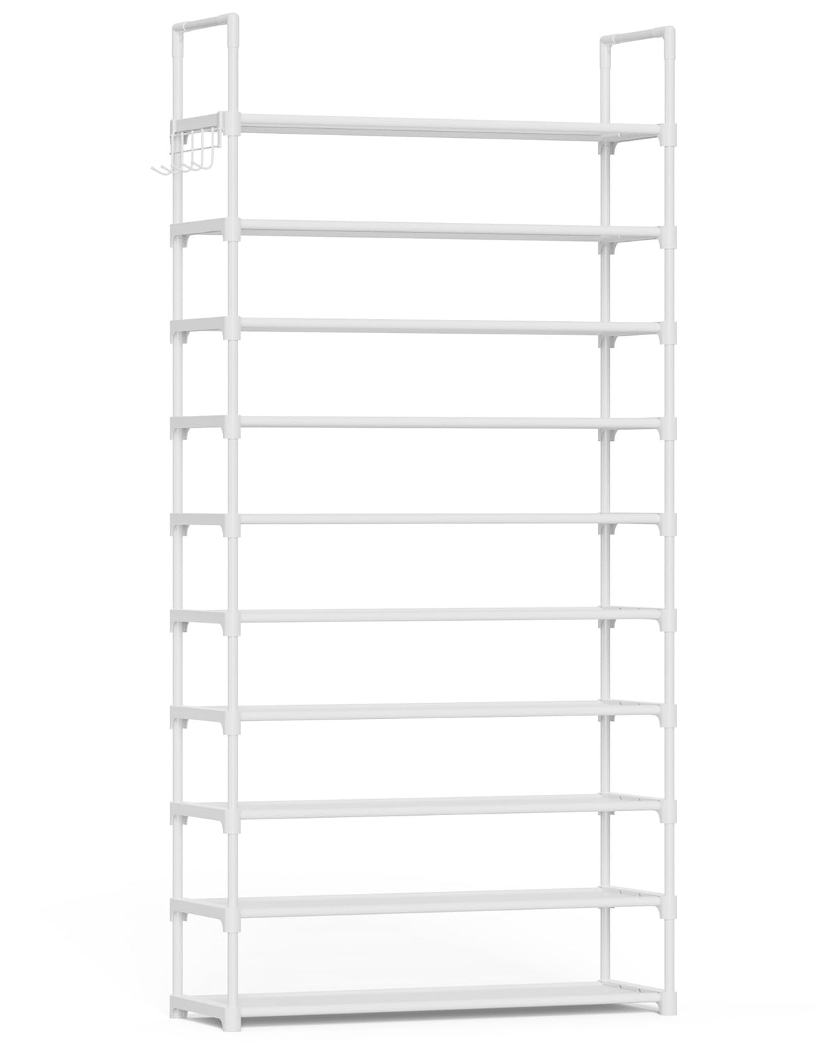 Kitsure Shoe Rack for Closet - 10-Tier Shoe Organizer with Hook Rack, Large-Capacity & Space-Saving Shoe Shelf for Entryway, Bed