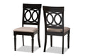 Baxton Studio Lucie Sand Fabric Espresso Finished Wood 2-Piece Dining Chair Set