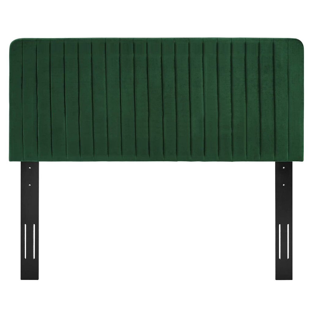 Modway Milenna Channel Tufted Performance Velvet Twin Headboard in Emerald