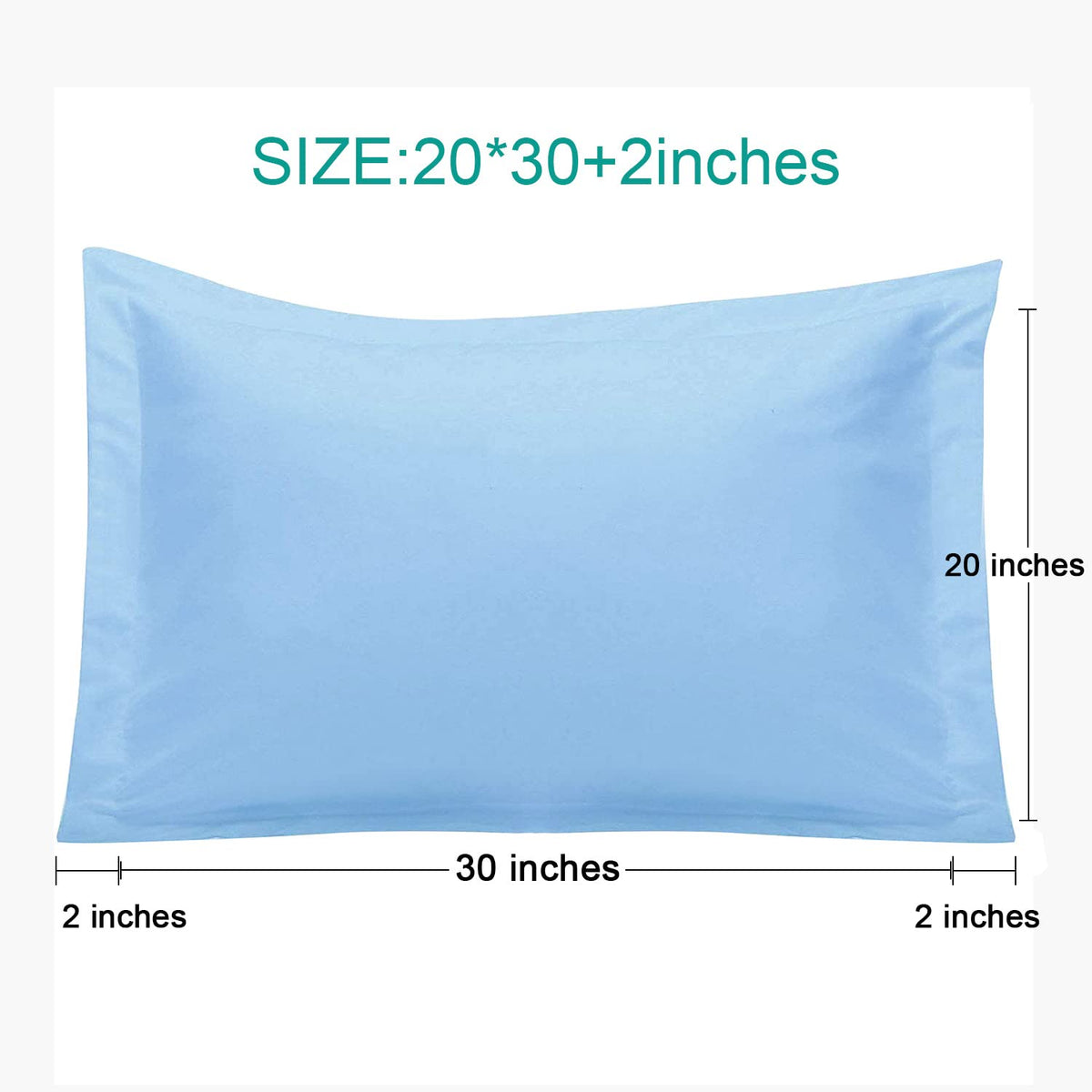 Ntbay 100% Brushed Microfiber Queen Pillow Shams Set Of 2, Super Soft And Cozy, Wrinkle, Fade, Stain Resistant 20X30 Inches Oxford Pillowcases, Sky Blue