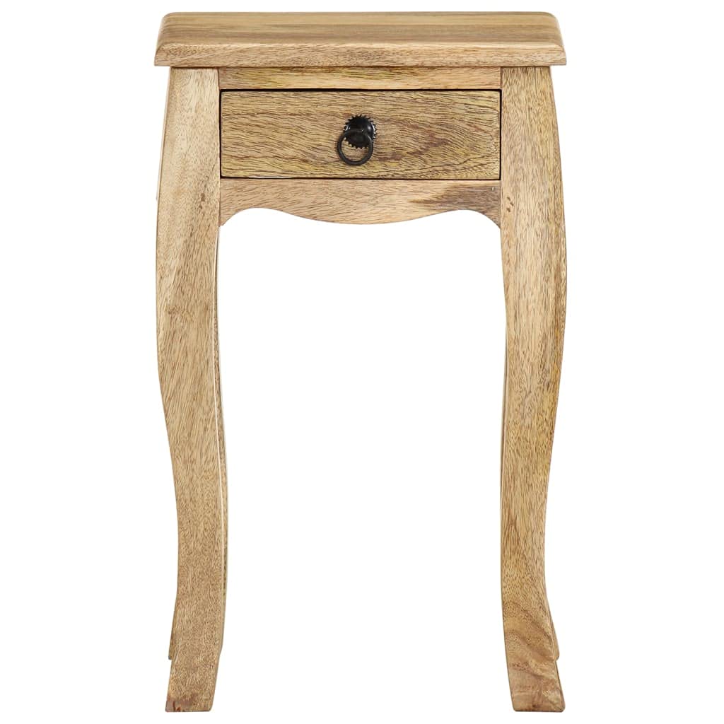 vidaXL Solid Mango Wood Bed Cabinet - Rustic Style No-Assembly Side Table with One Drawer