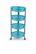 Suprenza Global 4 Tier Round Kitchen Storage Trolley With Wheels | Multipurpose Plastic Vegetable & Fruit Rack Organizer | Rolli