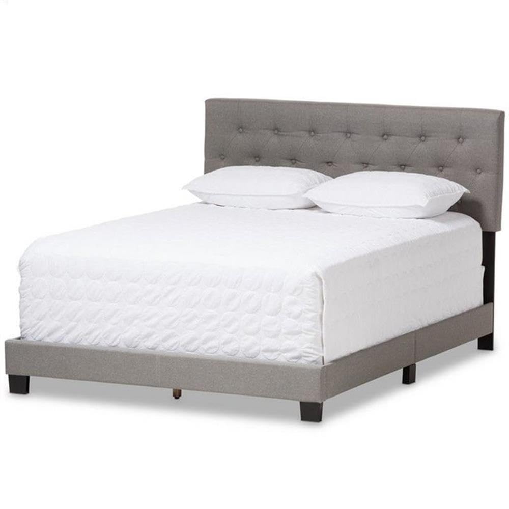 Baxton Studio Cassandra Modern and Contemporary Light Grey Fabric Upholstered Queen Size Bed Light Grey/Contemporary/Fabric Poly