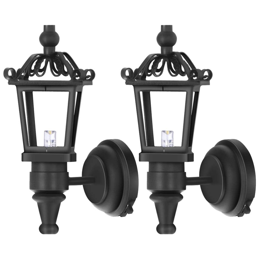 TOYANDONA 2pcs Dollhouse LED Wall Sconces 1: 12 Scale Wall Lamp Simulation Miniature Furnitures for DIY Dollhouse Living Room Mi