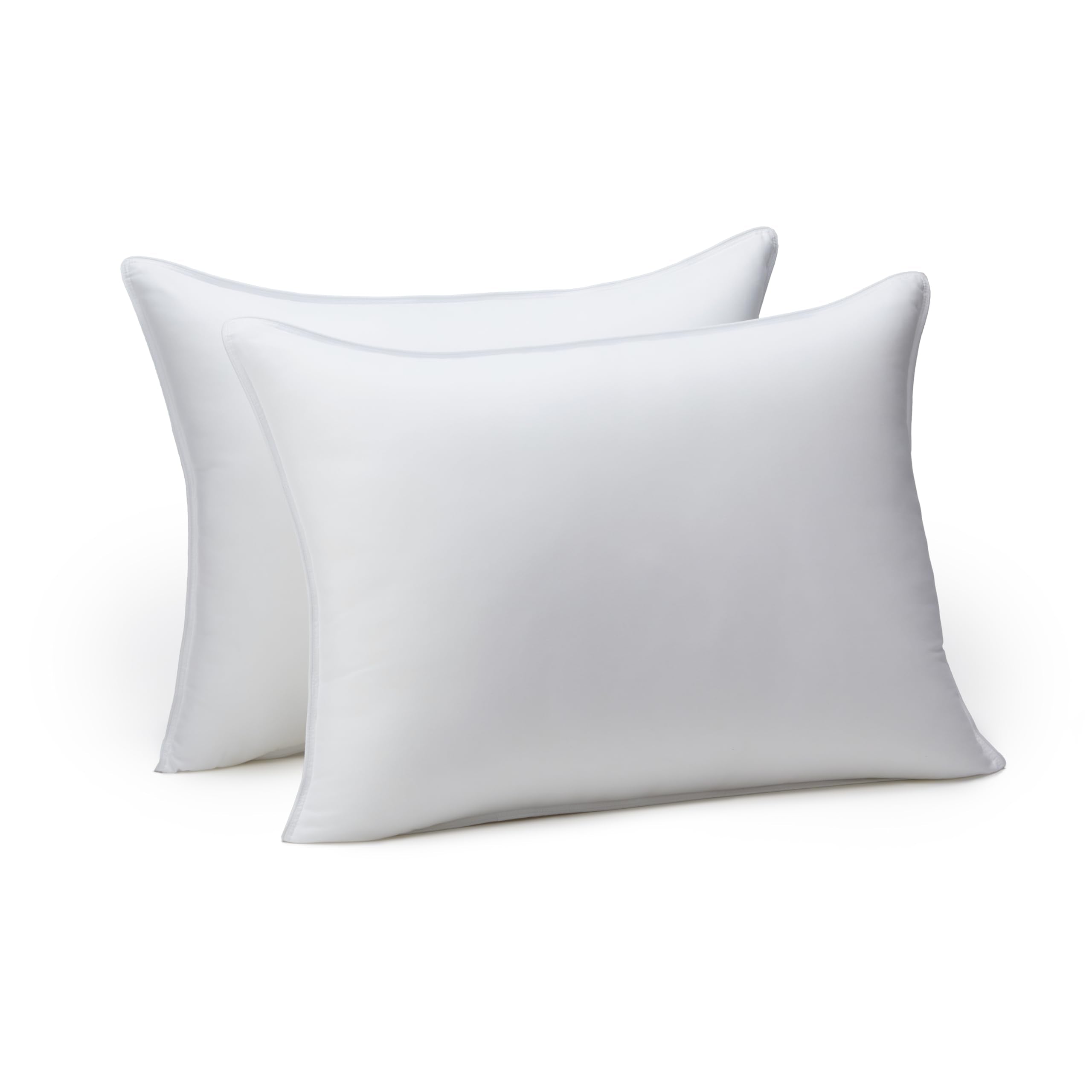 Amazon Basics Down Alternative Pillow for Back Side Sleepers, Medium Density, Standard Size, 26 x 20, 2-Pack, White