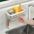 Quira Plastic Two Tone Hanging Drain Rack Retractable Storage Rack Sponge Drain Tray Kitchen Tray With Drying Basket Kitchen Sto