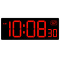 Soobest LED Digital Wall Clock with Seconds, Electric Clock Plug Auto DST Dimmer Large Display 10 Inches (Red)