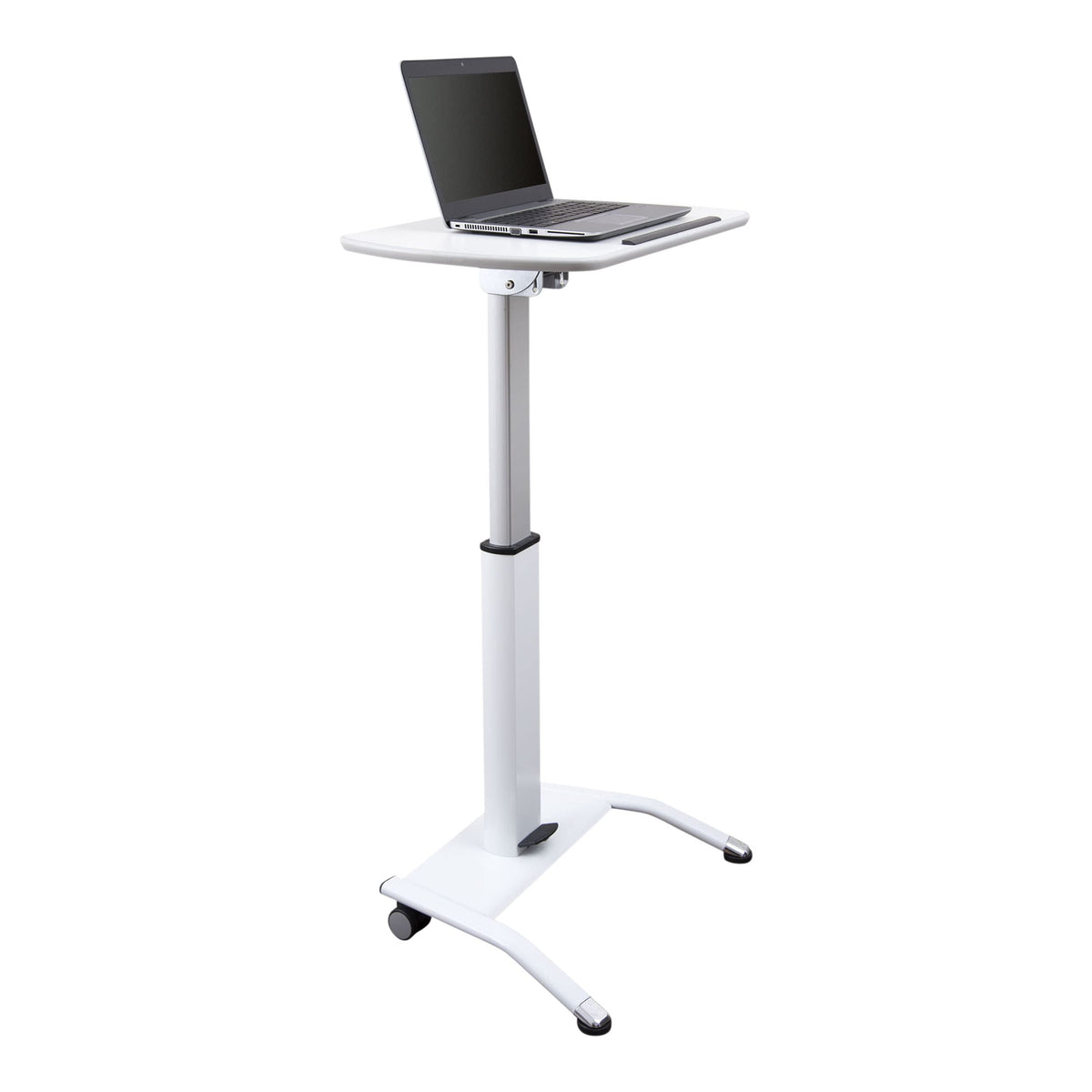 Stand Up Desk Store Pneumatic Adjustable Height Tilting Laptop Lectern Speakers Podium (White, 25.5 Wide)