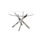Best Master Furniture Mirage Glass Top Modern Dining Table Only, Clear