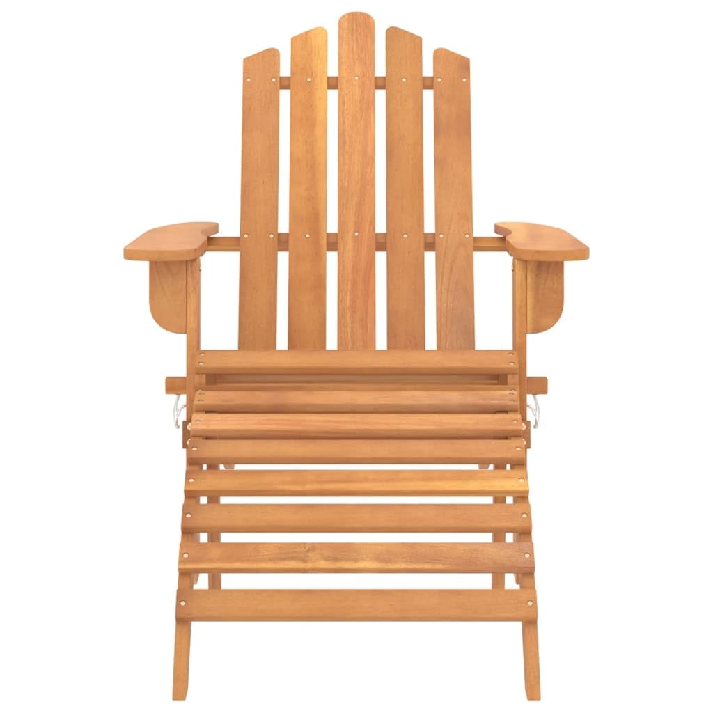 vidaXL Solid Acacia Wood Patio Recliner Chair with Foldable Design and Included Footrest for Comfort in Outdoor Spaces