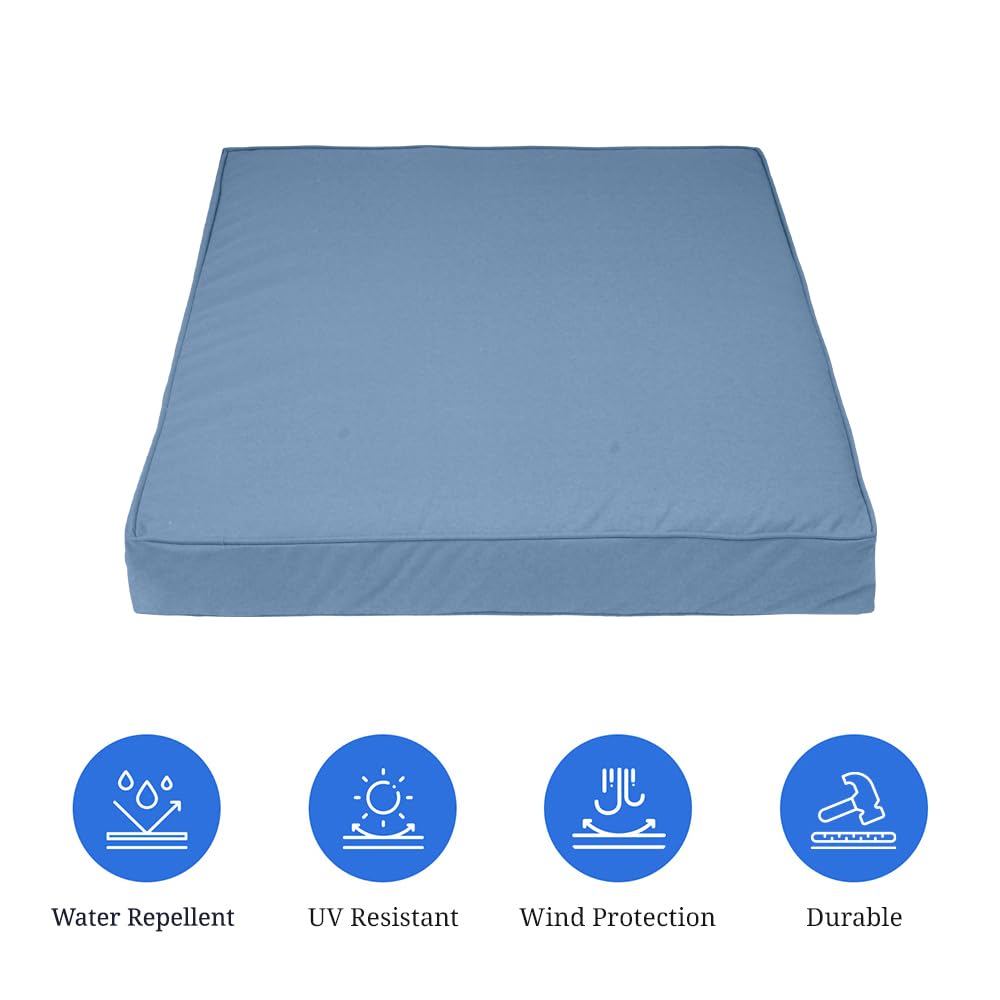 Covers & All Square Outdoor Cushion Covers For Patio Furniture For Patio Furniture, Water, Tear & Uv Resistant Slipcover With Double Zippers (Pack Of 2) (20' L X 20' W X 4' Thick, Sky Blue)