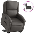 vidaXL Electric Leather Recliner Armchair-Gray Power Lift Chair with Adjustable Backrest/Footrest & Convenient Side Pocket for Living Room