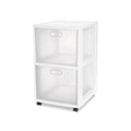 Sterilite 2 Pack Ultra 2 Drawer Storage Cart, Plastic Rolling Filing Organizer with Wheels, White