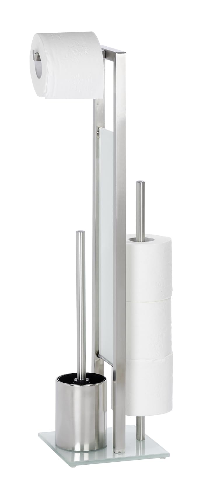 Wenko Free Standing 3 Piece Bathroom Accessory, Toilet Paper Dispenser, Toilet Brush Holder, Toilet Tissue Roll Holder, Toilet S
