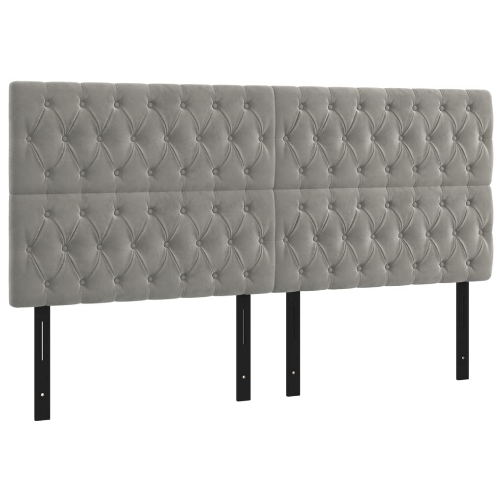 Vidaxl Headboard 4 Pcs, Upholstered Headboard For Bed Home, Bed Headboard With Wooden Leg, Bedroom Furniture, Light Gray 31.5"X2.8"X30.7"/34.6" Velvet