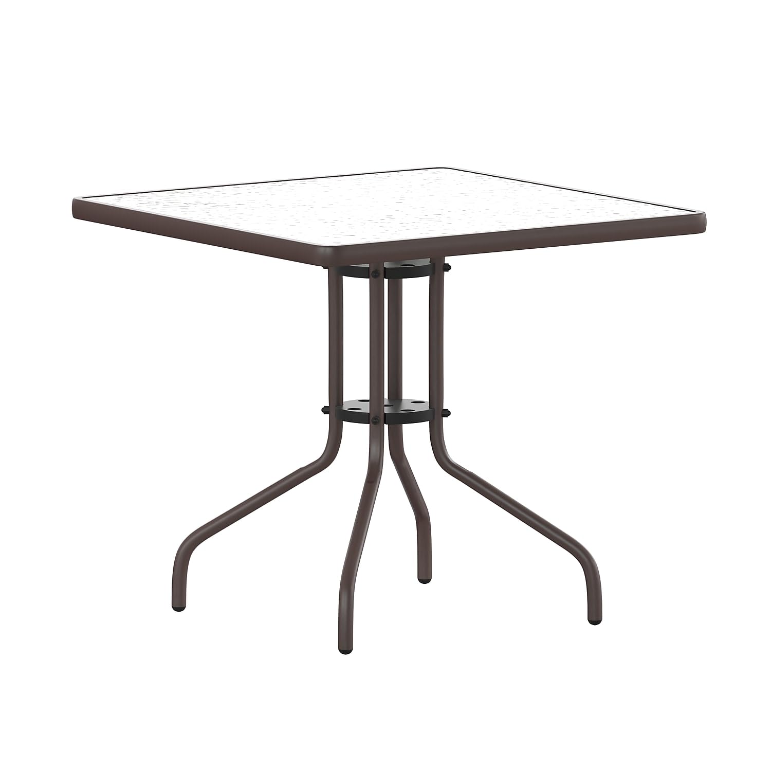 Flash Furniture Barker 31.5 Square Tempered Glass Metal Table, Bronze