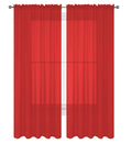 Decotex 2 Piece Solid Elegant Sheer Curtains Fully Stitched Panels Window Treatment Drape (54' X 95', Red)