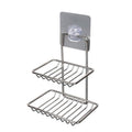 ROTTO Modern Soap Dish Holder Stainless Steel Wall Rack with Double Layer Design & SelfAdhesive Sticker (Black)