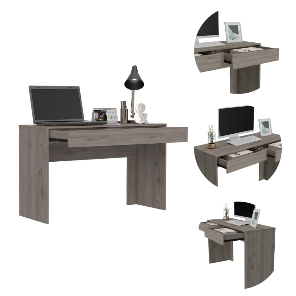 Tuhome Modern Engineered Wood Ash Andalucia Three Drawer Computer Desk