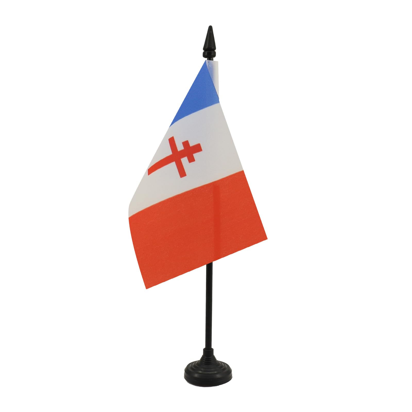 Free France 1940-1944 Table Flag 4' X 6' - French Resistance - France Libre Desk Flag 15 X 10 Cm - Black Plastic Stick And Bas