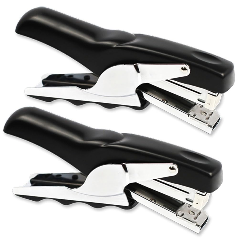Stapler With 1000 Staples-Plier Stapler Save 60% Power,Good For Stapling At Home School Or Warehouse (Black2P)