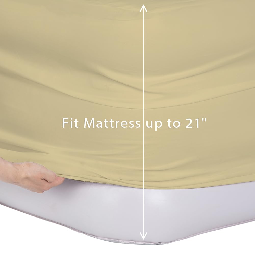 Bedecor Air Bed Sheets For Mattress Cover Removable Bed And Elastic Band Super Soft And Breathable & Deep Up To 21'' Beige Twin