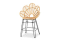 Baxton Studio Garan Natural Brown Rattan and Black Metal Counter Stool