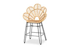 Baxton Studio Garan Natural Brown Rattan and Black Metal Counter Stool