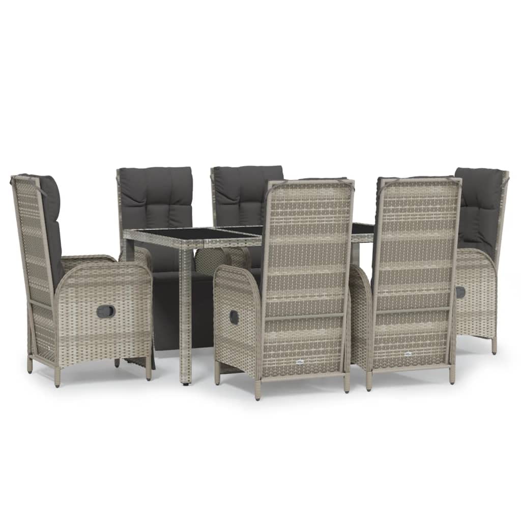 vidaXL 7-Piece Patio Dining Set with Reclining Chairs - Weather- PE Rattan Construction - Elegant and Modern Outdoor Furniture S