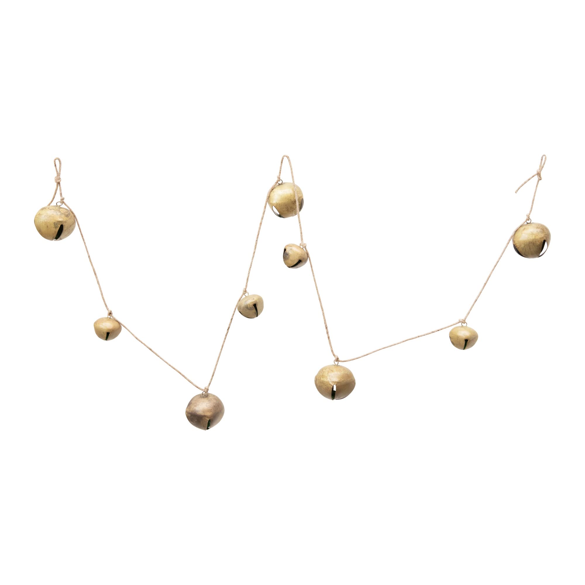 Creative Co-Op 76 L Metal Jingle Bell Garland, Gold Finish