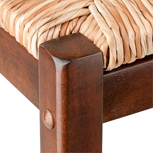 Kaden 2-Piece Bar Stool Set | Natural Sea Grass Rush Seat | Solid Wood Frame | 29' Height | Walnut Finish | Supports up to 220 lbs | Easy Assembly