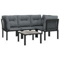 vidaXL Patio Lounge Set 5 Piece, Outdoor Patio Furniture with Coffee Table, Sectional Sofa Set for Garden, Modern Style, Black and Gray Poly Rattan