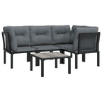 vidaXL Patio Lounge Set 5 Piece, Outdoor Patio Furniture with Coffee Table, Sectional Sofa Set for Garden, Modern Style, Black and Gray Poly Rattan