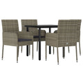 vidaXL 3-Piece Outdoor Patio Dining Set - Weather-Resistant Poly Rattan Garden Furniture Set with Cushions - Black and Gray