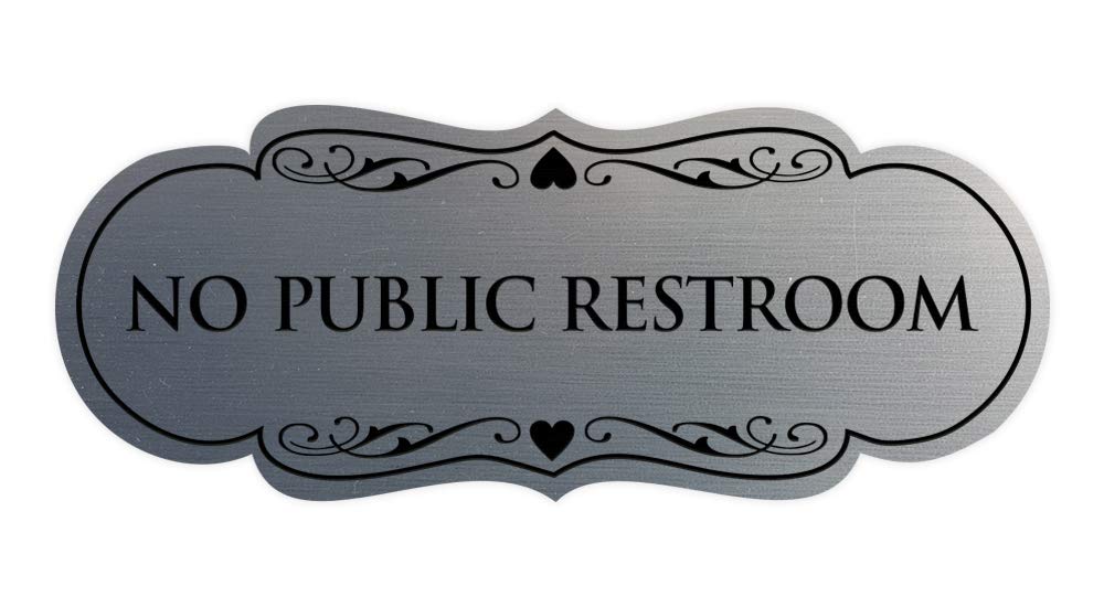 Signs Bylita Designer No Public Restroom Sign(Brushed Silver) - Medium 1 Pack