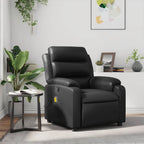 vidaXL Massage Recliner Chair with 6-Point Vibration Massage and Convenient Side Pocket, Black Leather Rocker, Adjustable Backrest & Footrest Lounge Seat for Living Room, USB Charge Port