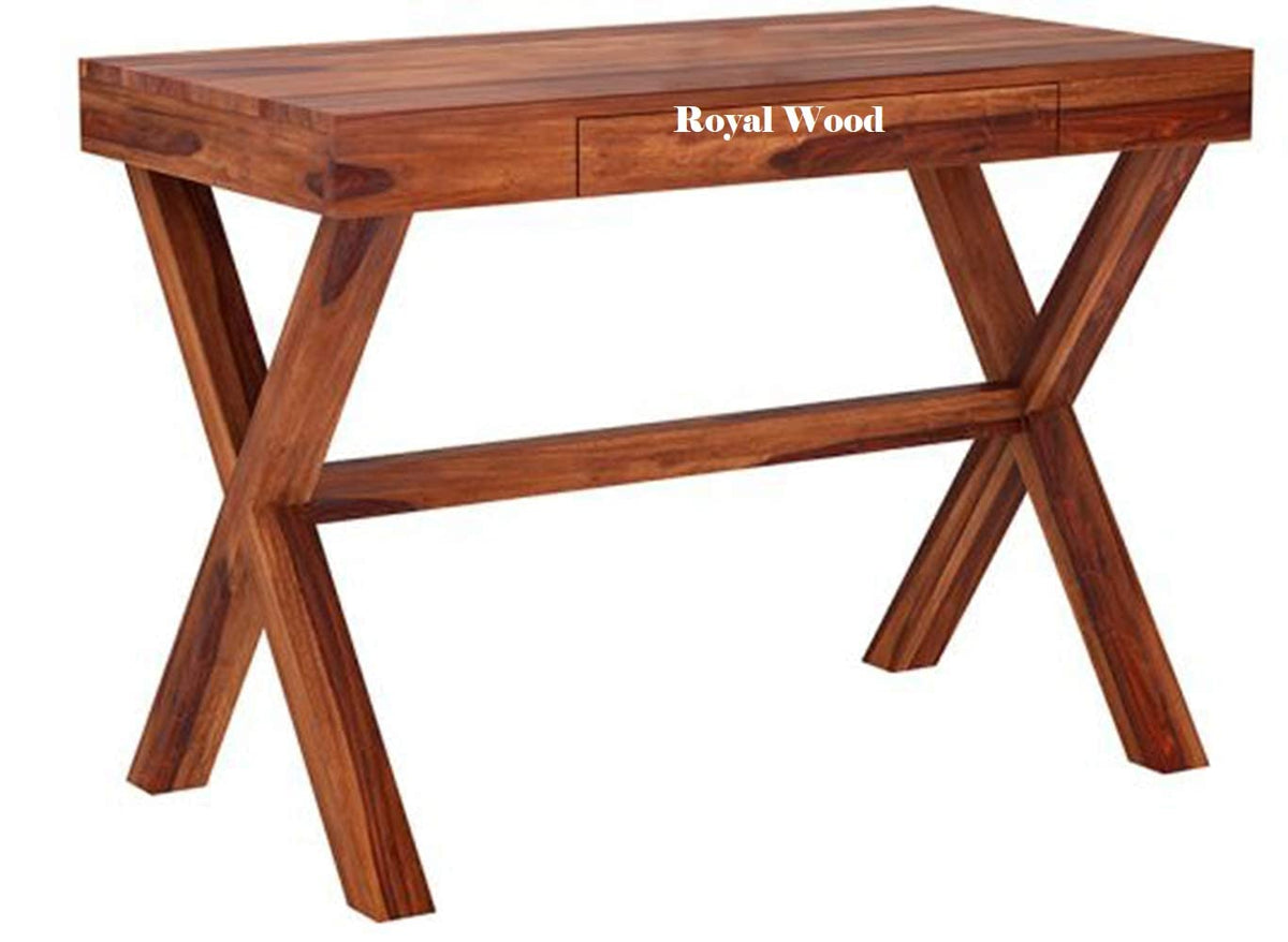 Royal Wood Sheesham Wood Study Table/Office Desk With 1 Drawer Storage Wooden Furniture, Wood Table, Writing Desk For Home And O
