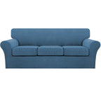 4 Piece Sofa Covers For 3 Cushion Couch Sofa Slipcover Soft Couch Cover For Dogs-Washable Sofa Furniture Covers With 3 Individual Cushion Covers, Feature Jacquard Fabric (3 Cushion Sofa, Dusty Blue)