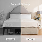 Miye Pleated Waffle Weave Bed Skirt, Tailored Dust Ruffle 12 Inch Drop Easy Fit, Machine Washable (Cream, King - 12'' Drop)