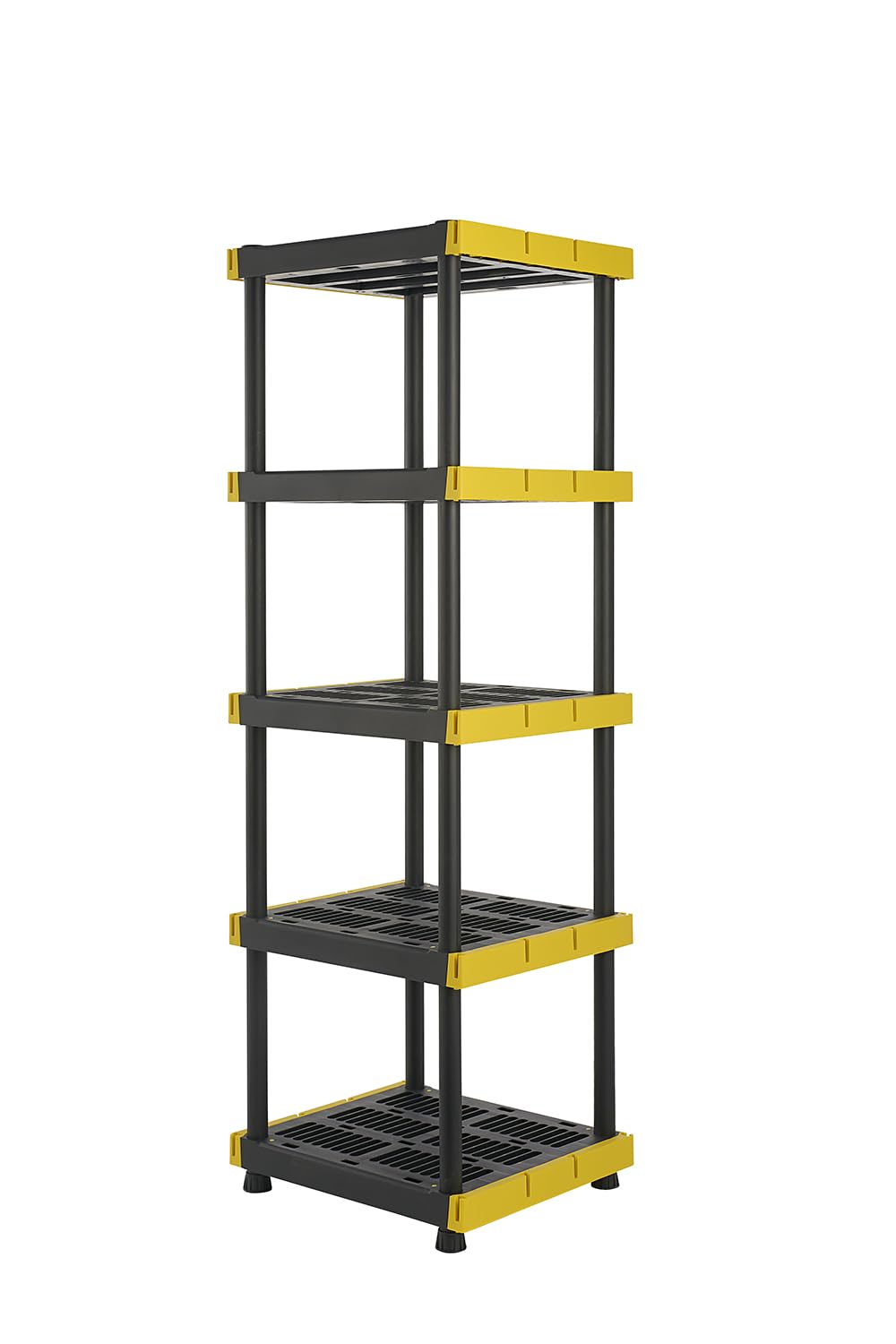 Black & Yellow, 5-Tier Heavy Duty Plastic Storage Shelving Unit, 100Lbs/Shelf (72   H X 24   W X 20   D), For Indoor/Outdoor Org