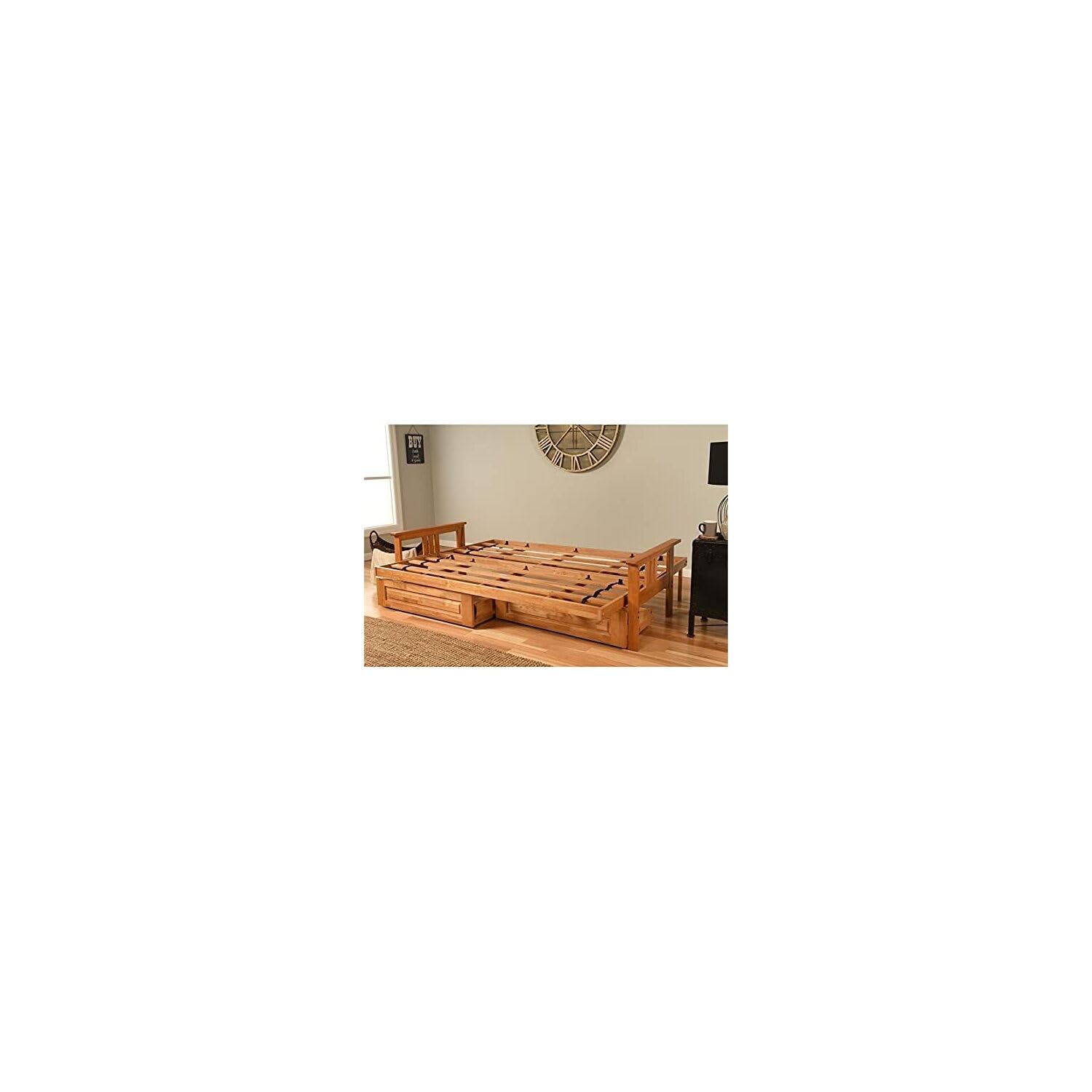 Kodiak Furniture Monterey Queen Butternut Wood Storage Futon-Cocoa Mattress
