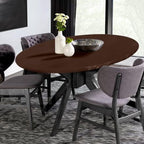Lushvida Vinyl Fitted Table Cover Elastic Edged Plastic Table Cover… (Deep Coffee, Best For Up To 45'-56' Round)