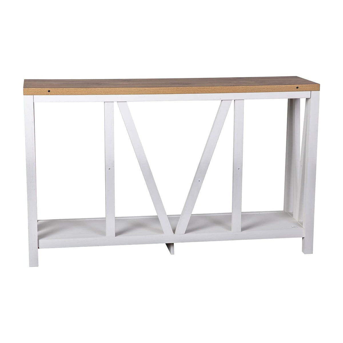 Flash Furniture Charlotte Farmhouse 2-Tier Console Table - Brushed Wash Finish Engineered Wood Frame - Warm Oak Finish Tabletop - For Entryway or Living Room