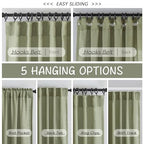 Donren Sage Green Linen Back Tab Curtains 84 Inches Long 2 Panels Set For Bedroom - Modern Farmhouse Hooks Belt Pleated Semi Privacy Drapes Shabby Chic Pocket Light Filtering Window Curtains