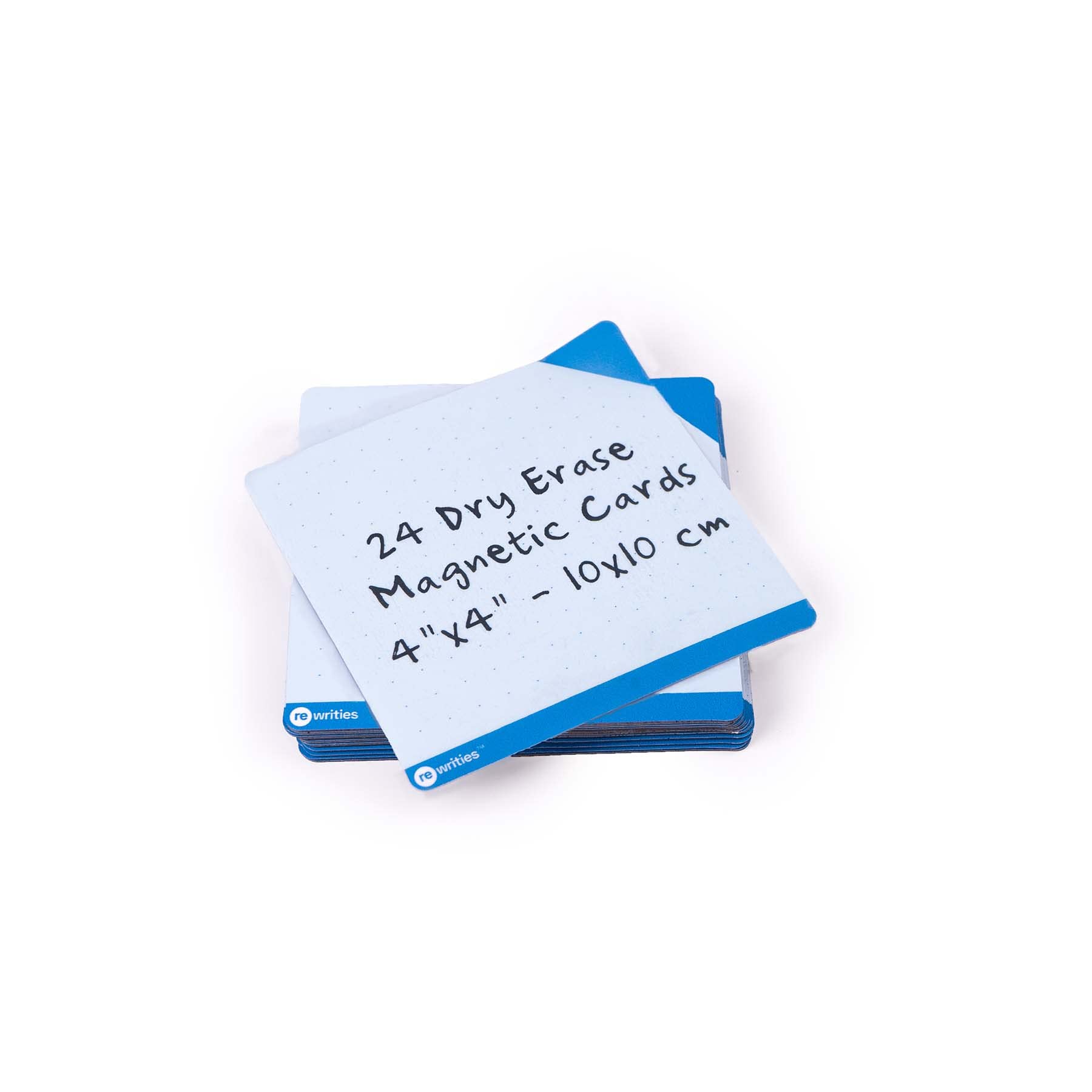 Rewrities Notes - 24 Blue Dry Erase Magnetic Cards 10 X 10 Cm - Reusable Notes For Whiteboard, Tasks, Planning, Projects, Organi