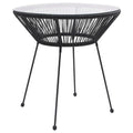 vidaXL Outdoor Dining Table | 27.6” | Black Rattan & Glass Top | Powder-Coated Steel Frame | Water-Resistant | Easy Assembly | Ideal for Patio & Garden Décor