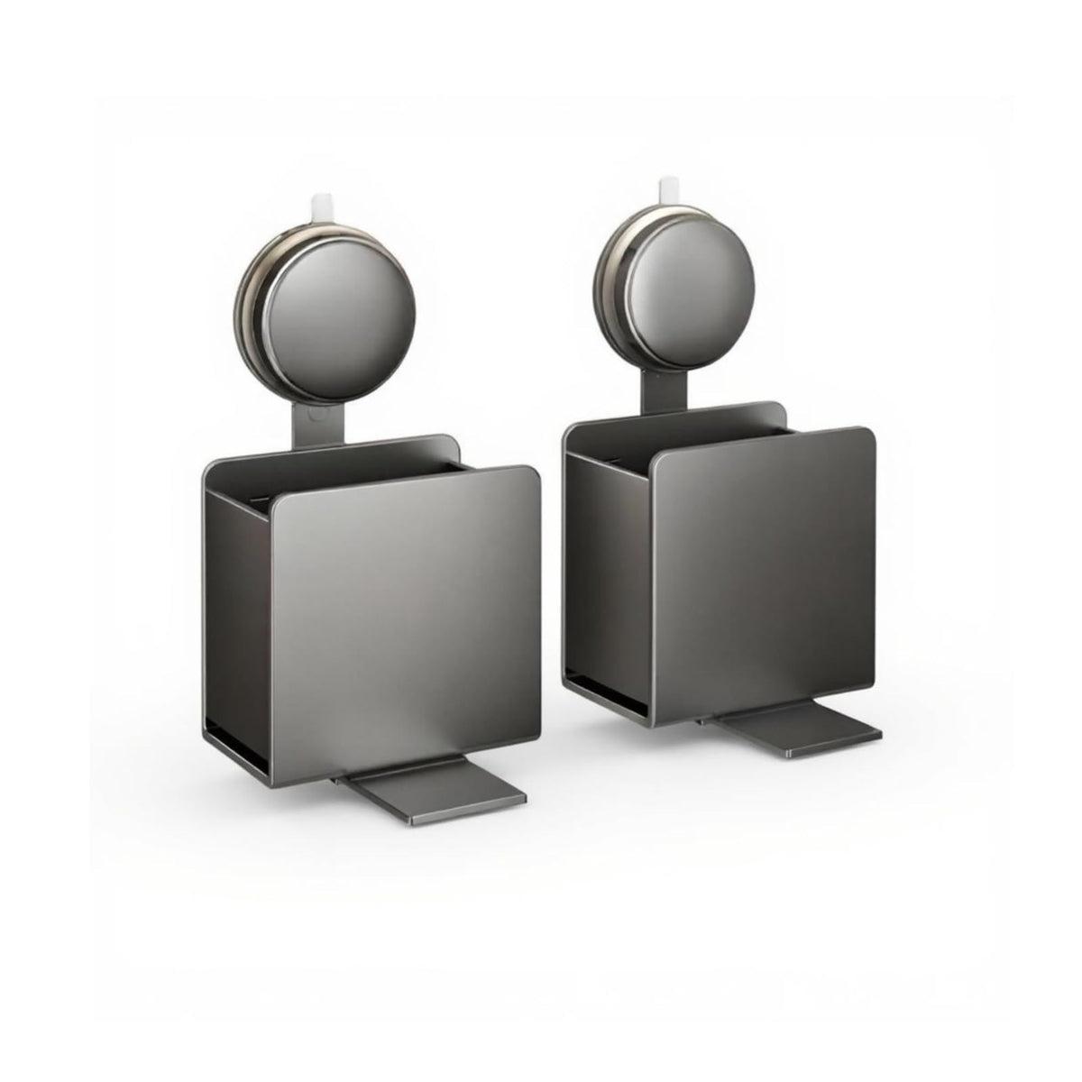 FABLOFT Toothbrush Holder, Suction Container, Electric, NoDrill, Bathroom Organizer Gunmetal Gray 2 Pack
