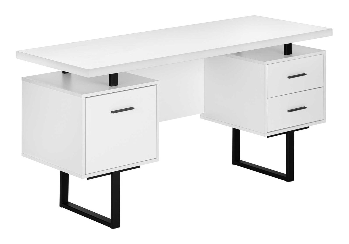 Monarch Specialties I 7631 Computer Desk, Home Office, Laptop, Left, Right Setup, Storage Drawers, 60 Inch  L, Work, Metal, Laminate
